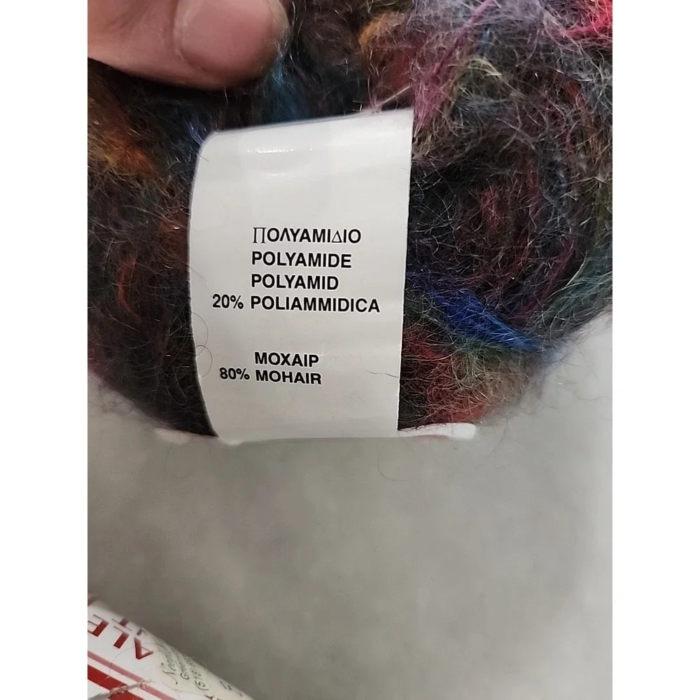 2/Le Fibre Nobili Super Kid Fingering #1 Mohair Blend Cervinia Purple Blue Gold